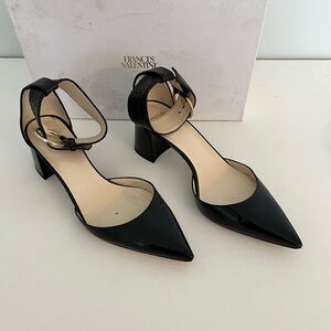 Frances Valentine Black Patent Heels